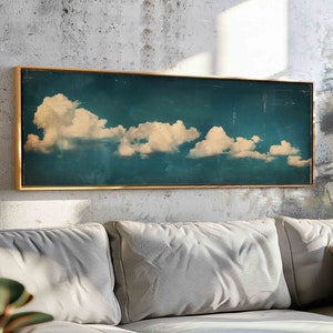 Vintage Moody Clouds - Minimalist Horizontal Wall Art - Panoramic Print - Minimalist Wall Decor - Modern Farmhouse - Moody Wall Art