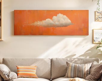 Orange Cloud Framed Wall Art: Panoramic Minimalist Print