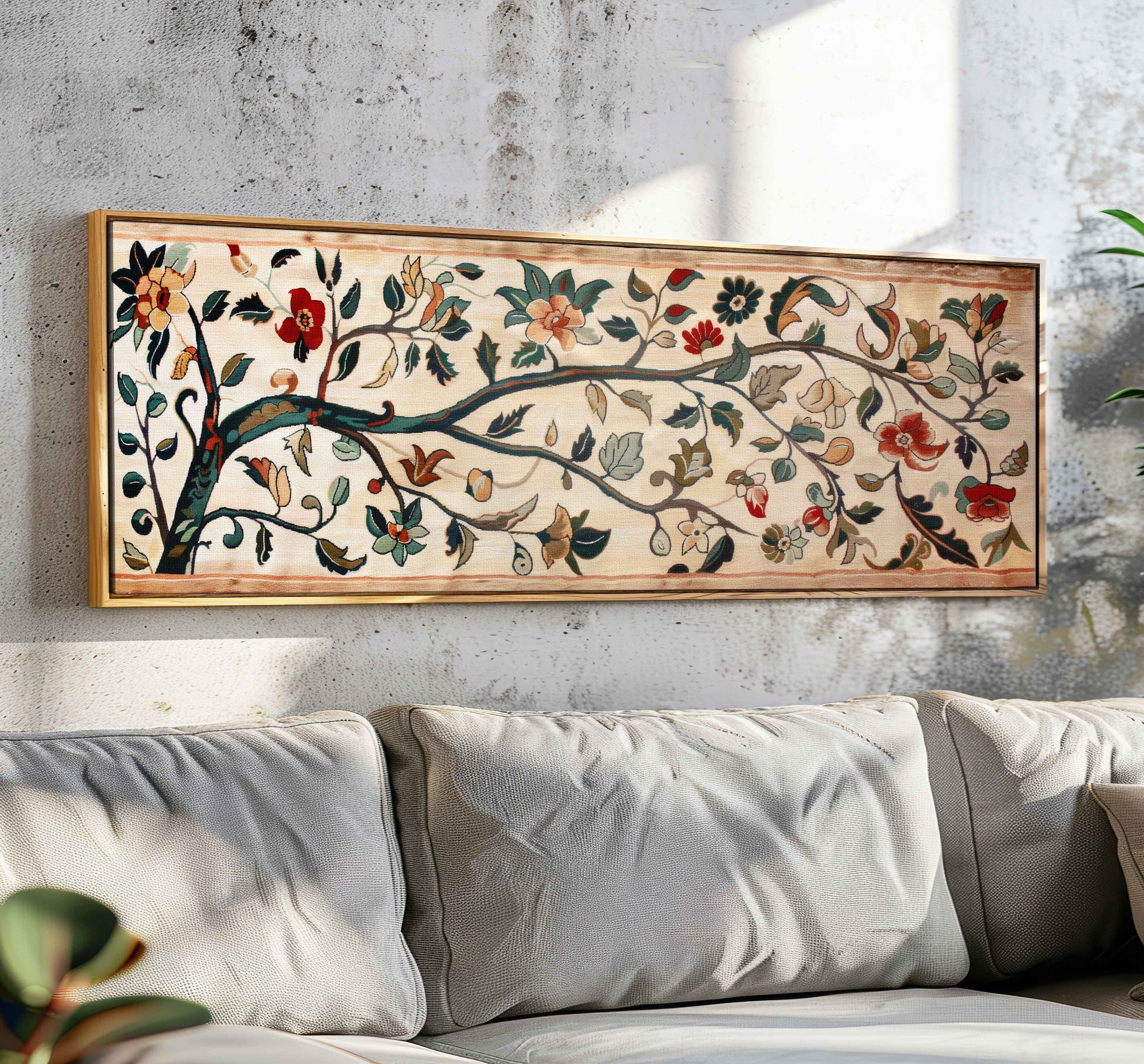 Vintage Floral Tapestry Wall Art: Framed Gallery Canvas or Poster