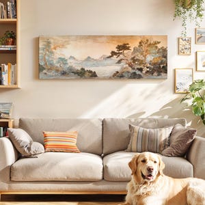 Vintage Japanese Landscape Tapestry Print: Framed Asian Wall Art