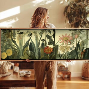 Arte de parede botânica: Impressão floral vintage (tela horizontal emoldurada)