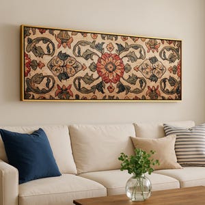 Gerahmter Wandbehang, Boho Deko, Bohemian Dekoration, Bohemian Wohnzimmer Deko Bild 2