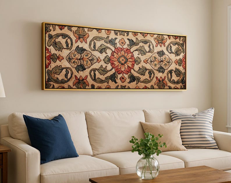 Gerahmter Wandbehang, Boho Deko, Bohemian Dekoration, Bohemian Wohnzimmer Deko Bild 2