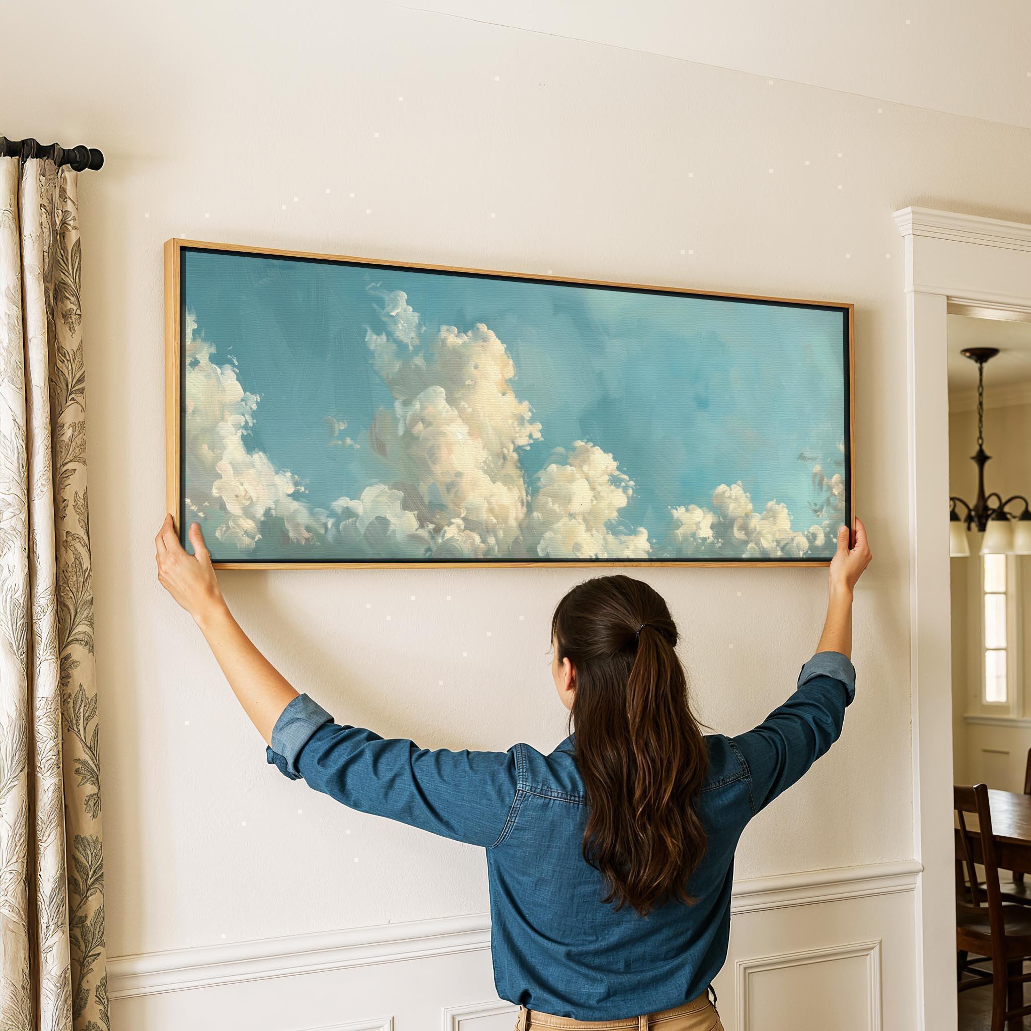 Vintage Clouds Framed Wall Art: Sky Blue Panoramic Print - Etsy