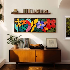 Mid Century Modern Floral Framed Wall Art: Botanical Print