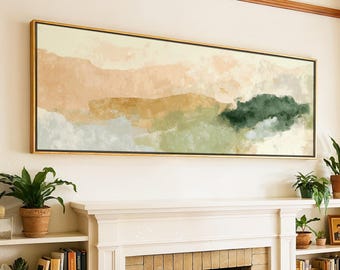 Panoramic Abstract Landscape, Japandi Wall Art, Modern Minimalist Watercolor Print
