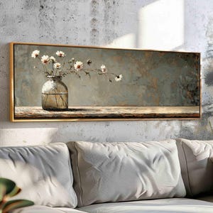 Moody Vintage Wall Art Framed, Horizontal Wall Art Print, Panoramic Vintage Print, Wide Vintage Painting, Large Wall Art, Above Bed Decor