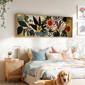 Mid Century Modern Floral Wall Art: Panoramic Print