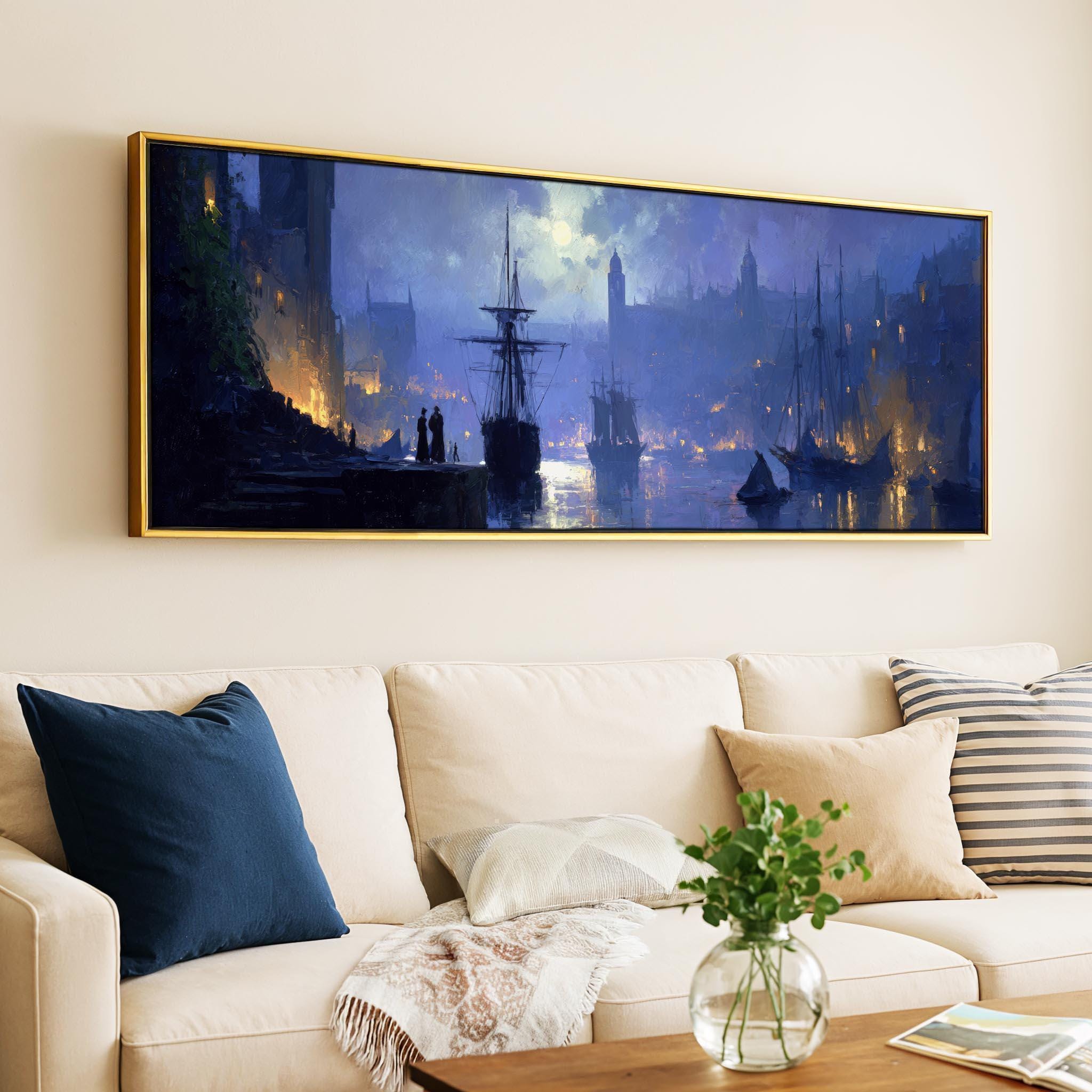 新品未使用　ウォールアート　４枚セット　マリン　ブルー ゴールド　海外インテリア Amazon.co.jp: ネイビーブルーとゴールドの抽象的なウォールアート