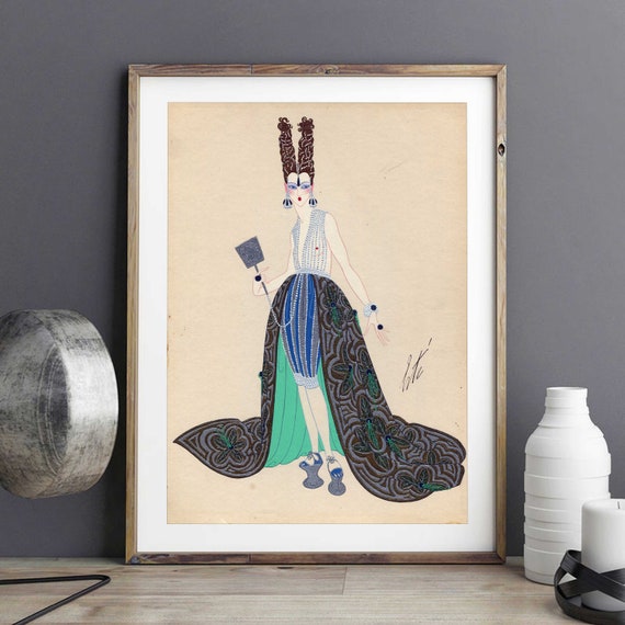 Erte Print Art Nouveau Print Fashion illustration Print Retro Vintage Fashion Art Fashion Wall Art Art Deco Wall art print