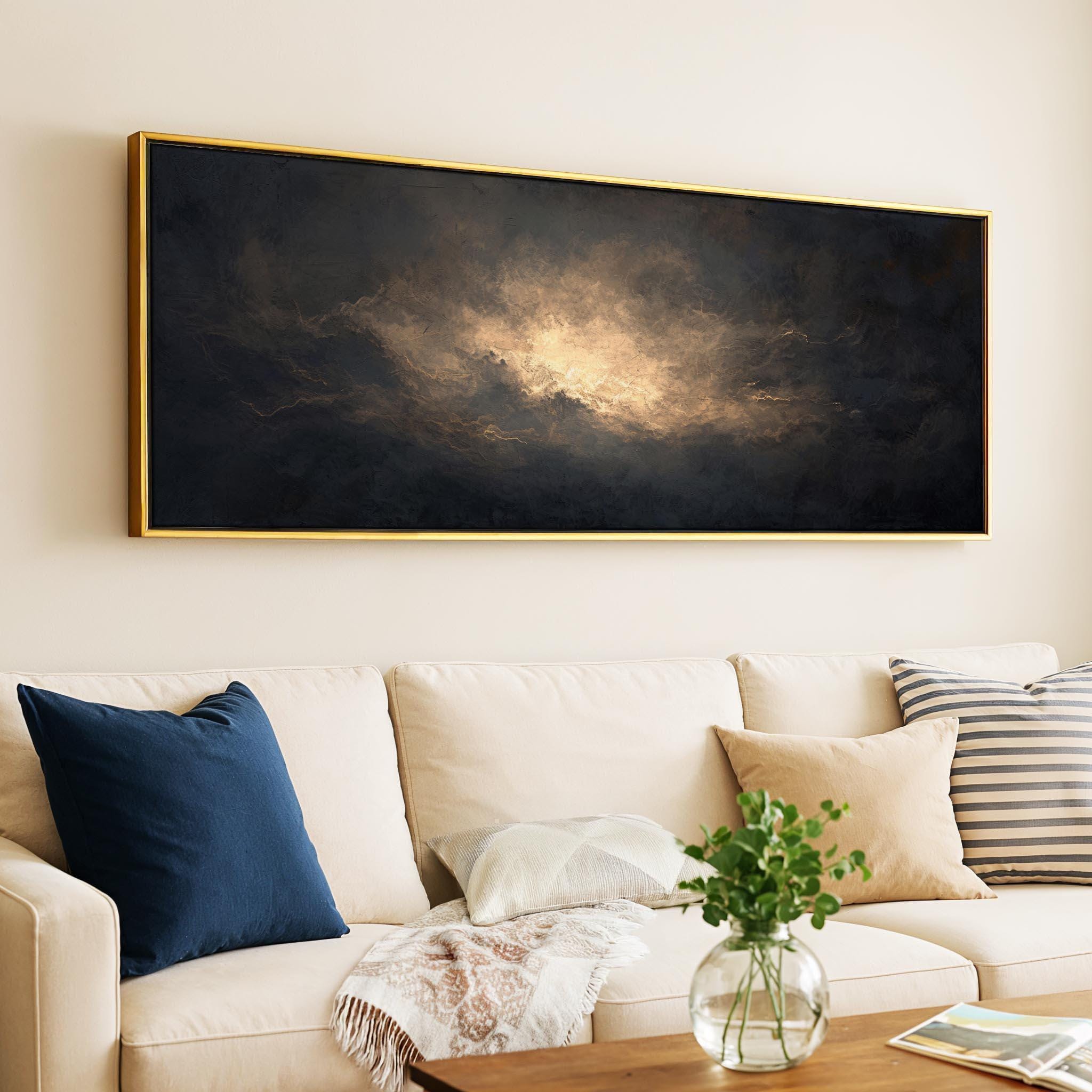 ムーディーな雲景の額入り壁掛けアート：パノラマ横長プリント - Etsy 日本