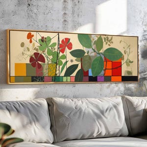 Mid Century Modern Floral Framed Wall Art: Botanical Print