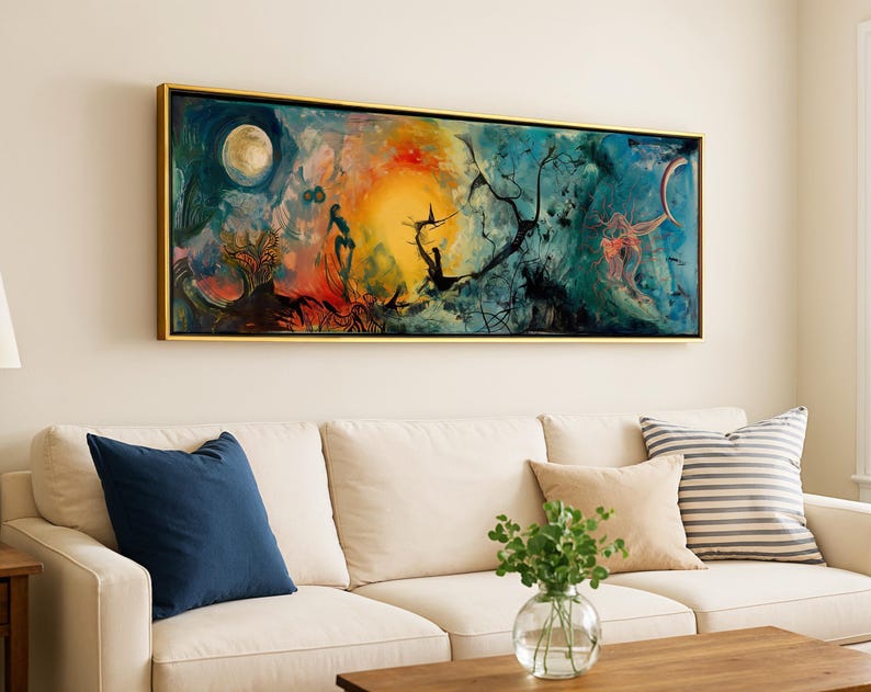 Surreal Landscape Wall Art Framed Canvas: Moody Gothic Wall Decor image 2