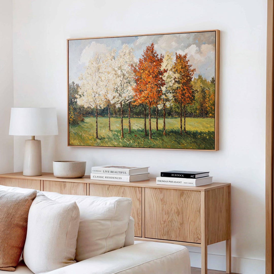 Four Seasons Tree Art Print - Impressionist Landscape Canvas - Fall ...