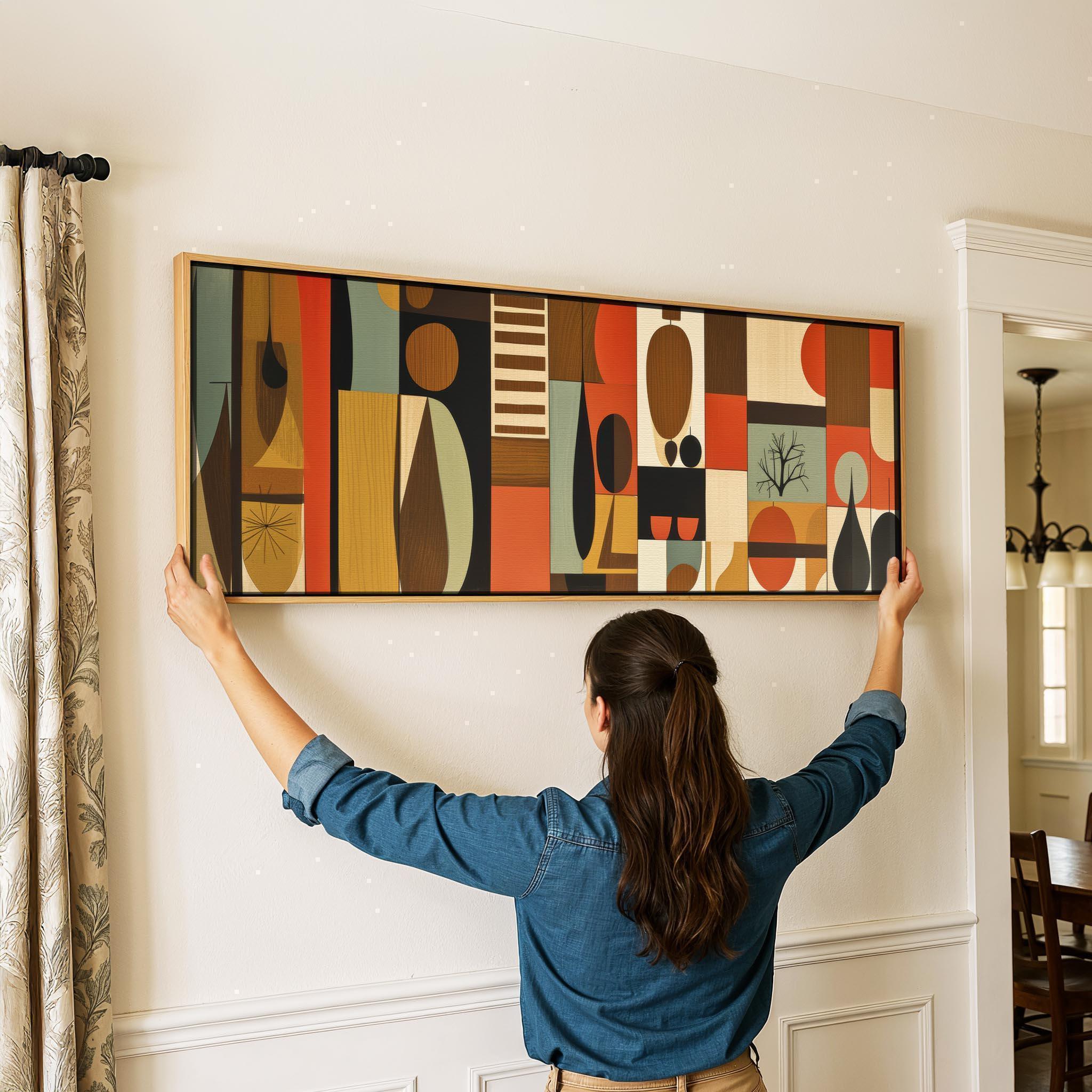 Mid Century Modern Wall Art Framed, Geometric Art Print - Etsy