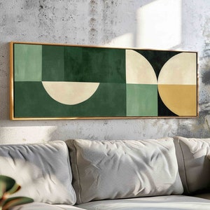 Framed Mid Century Wall Art, Panoramic Geometric Modern Wall Art, Mid Century Modern Print, Large Wall Art Framed, Above Bed/ Couch Decor