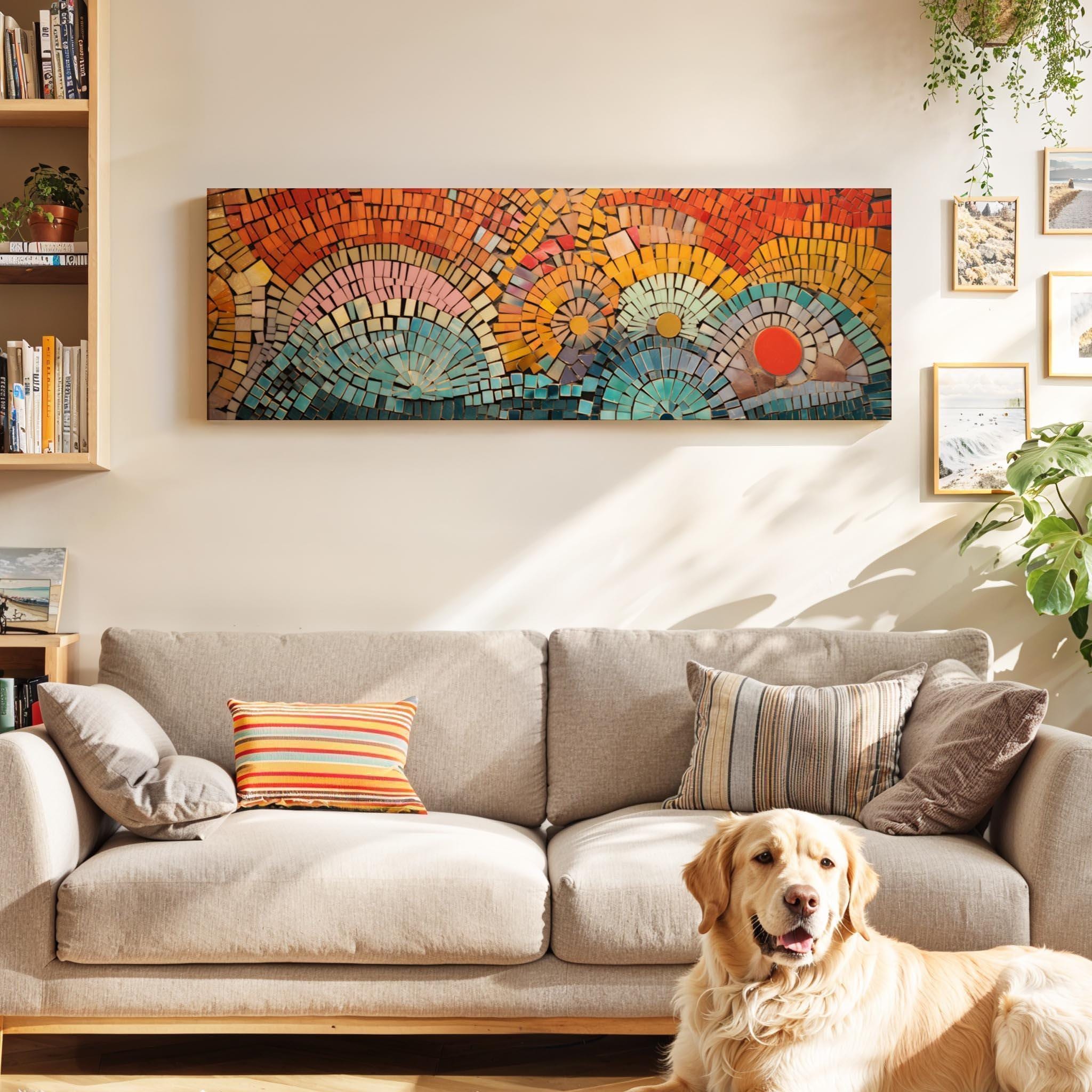 Mid Century Modern Framed Wall Art: Abstract Geometric Mosaic - Etsy