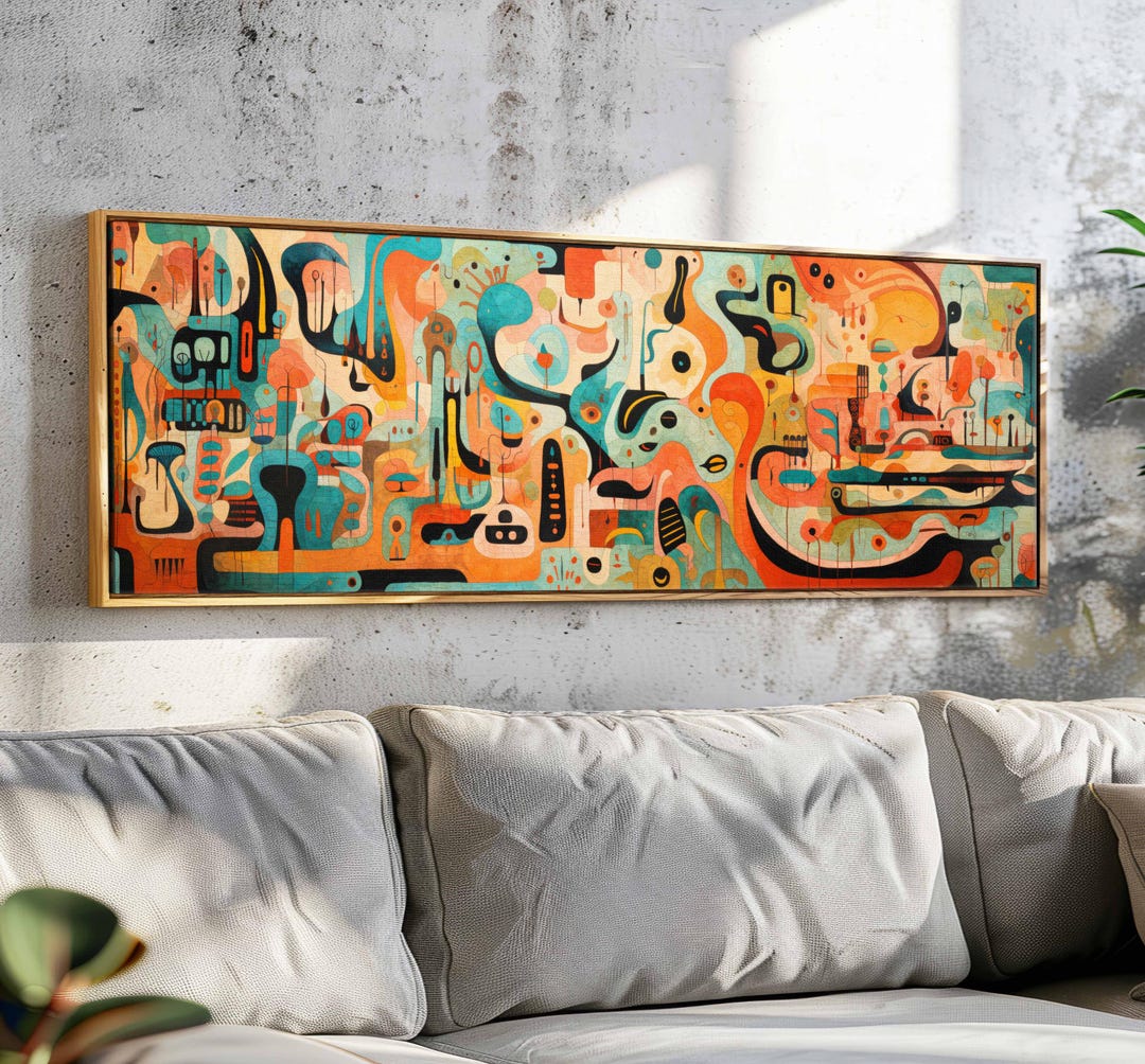 Horizontal Modern Wall Art Framed, Panoramic Modern Wide Wall Art ...