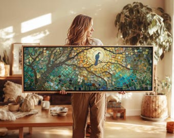 Mid Century Modern Panoramic Print: Abstract Mosaic Bird Art - Etsy