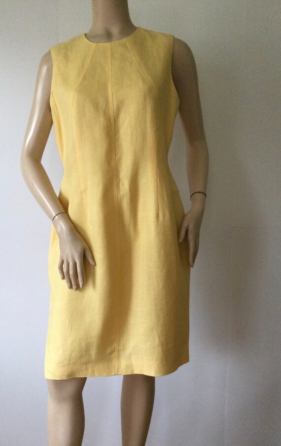 TALBOTS Irish Linen Yellow Dress size 