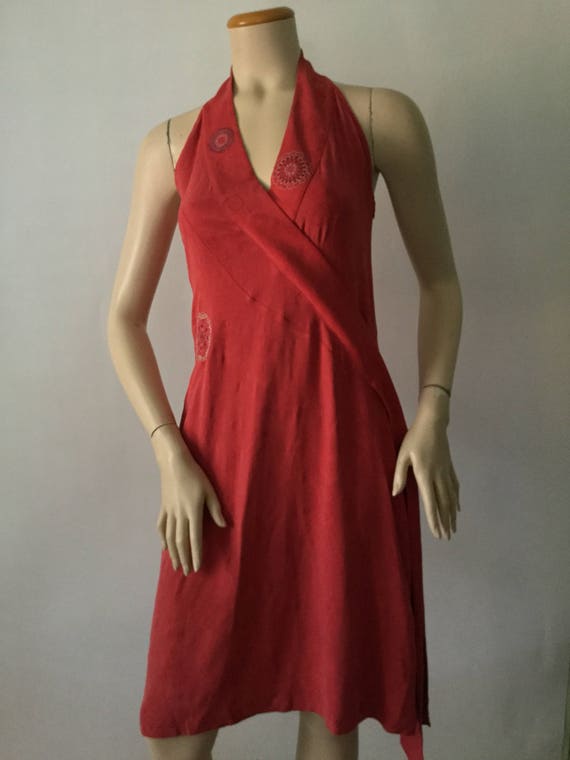 Kenzo Jungle Vintage Red Silk Dress 