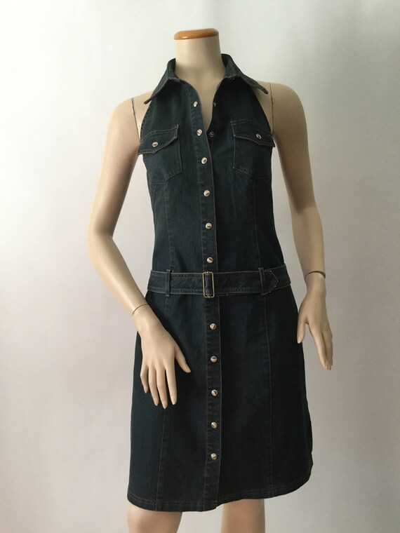 halter jean dress