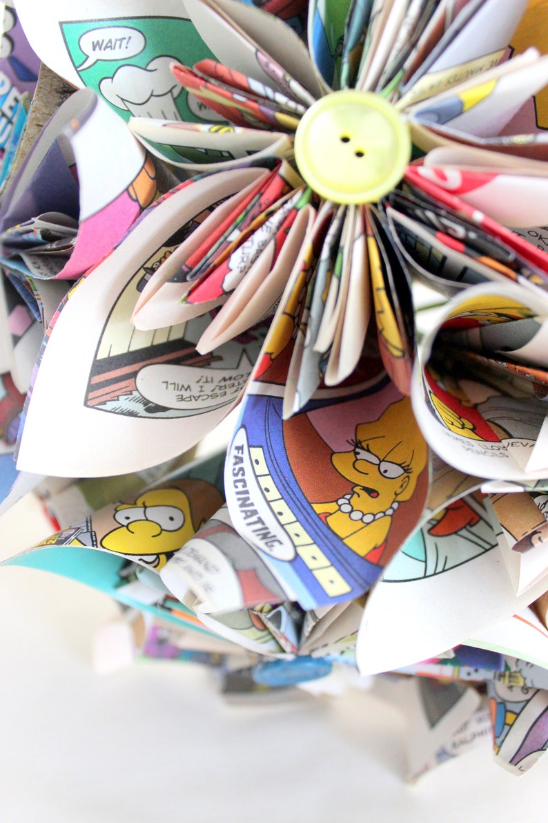The Simpsons Comic Book Origami Paper Bouquet Book Page | Etsy
