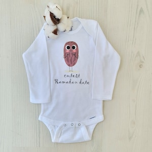 Organic cotton bodysuit/ tee with personalized dust bag, eco-friendly Muslim baby gift, ramadan gift, modern ramadan romper, cutestkid shirt