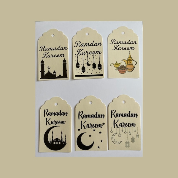 Set of 6-Ramadan Kareem Tags, Ramadan Kareem Tags, Ramadan Gift Set, Ramadan Gifts, Recyclable Gift Tag, Ramadan, Ramadan Gift for Friends,