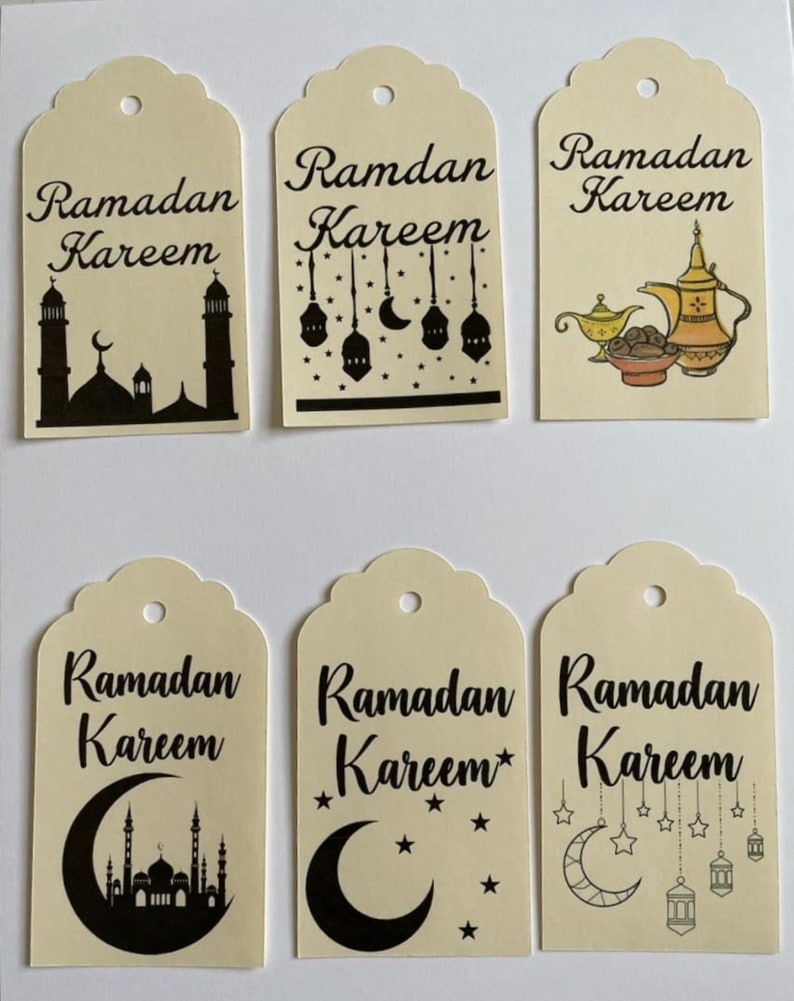 Set of 6-Ramadan Kareem Tags, Ramadan Kareem Tags, Ramadan Gift Set, Ramadan Gifts, Recyclable Gift Tag, Ramadan, Ramadan Gift for Friends, image 2