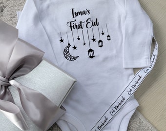 Personalized First Eid Organic Cotton Bodysuit, Muslim Baby Gift