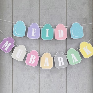 Eid Mubarak Banner-Ramadan Garland, Eid Wall Decoration, Eid Decoration For Home, Islamic Home Decor, Eid Gift for Friends,