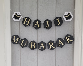 Hajj Mubarak Banner – Gold Glitter Islamic Home Decor