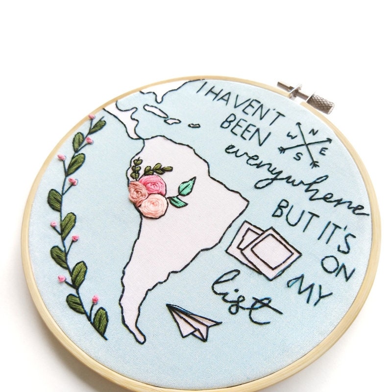 Embroidery Pattern Quote travel PDF Embroidery Pattern Etsy