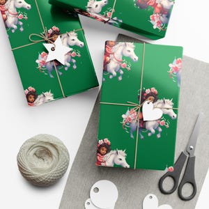 Christmas Gift Wrapping Holiday Paper, Fairy & Feline&#39;s Unicorn Quest Xmas Holiday Funny Christmas Wrap Paper