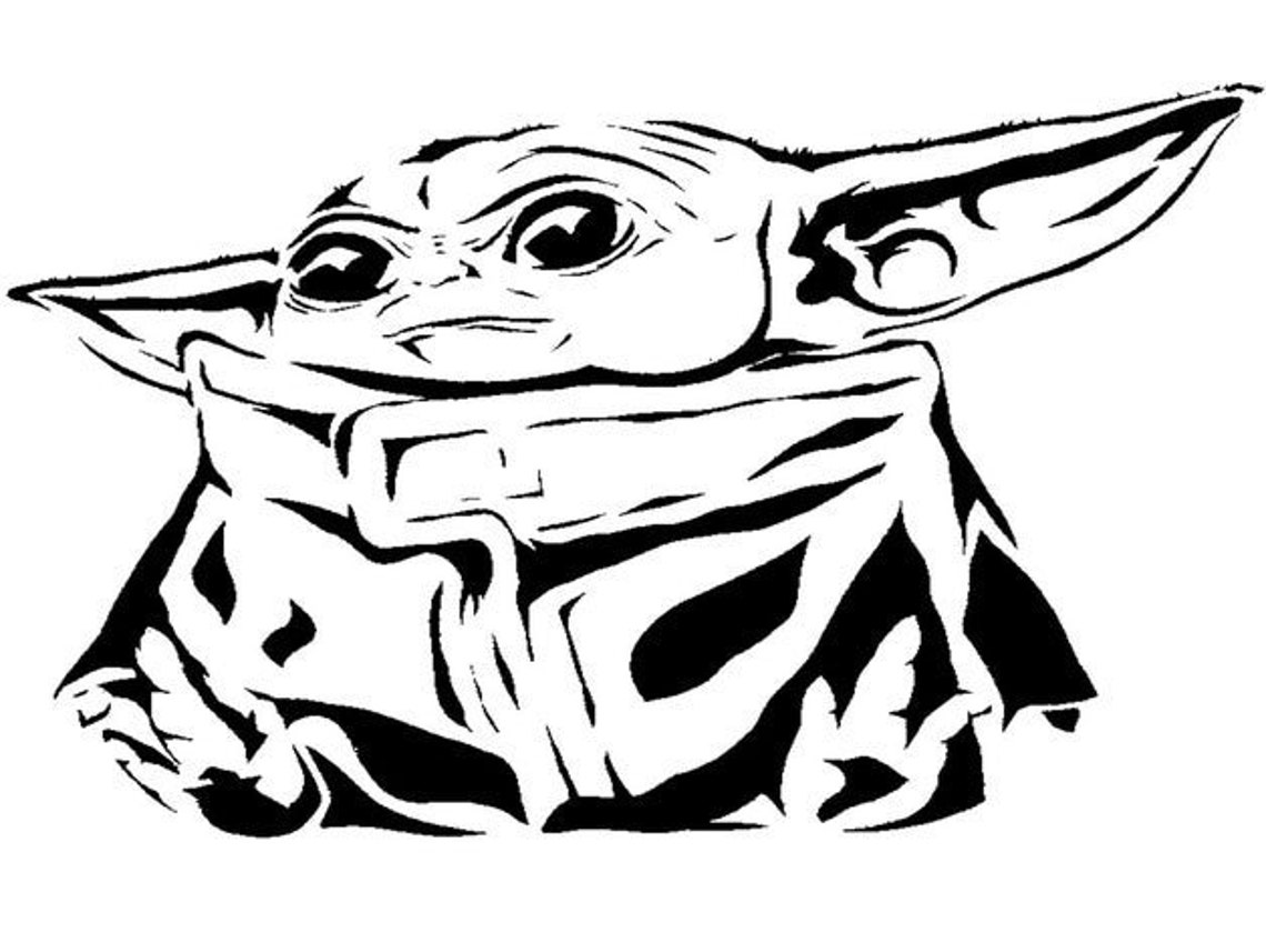 A4 Baby Yoda Stencil Etsy