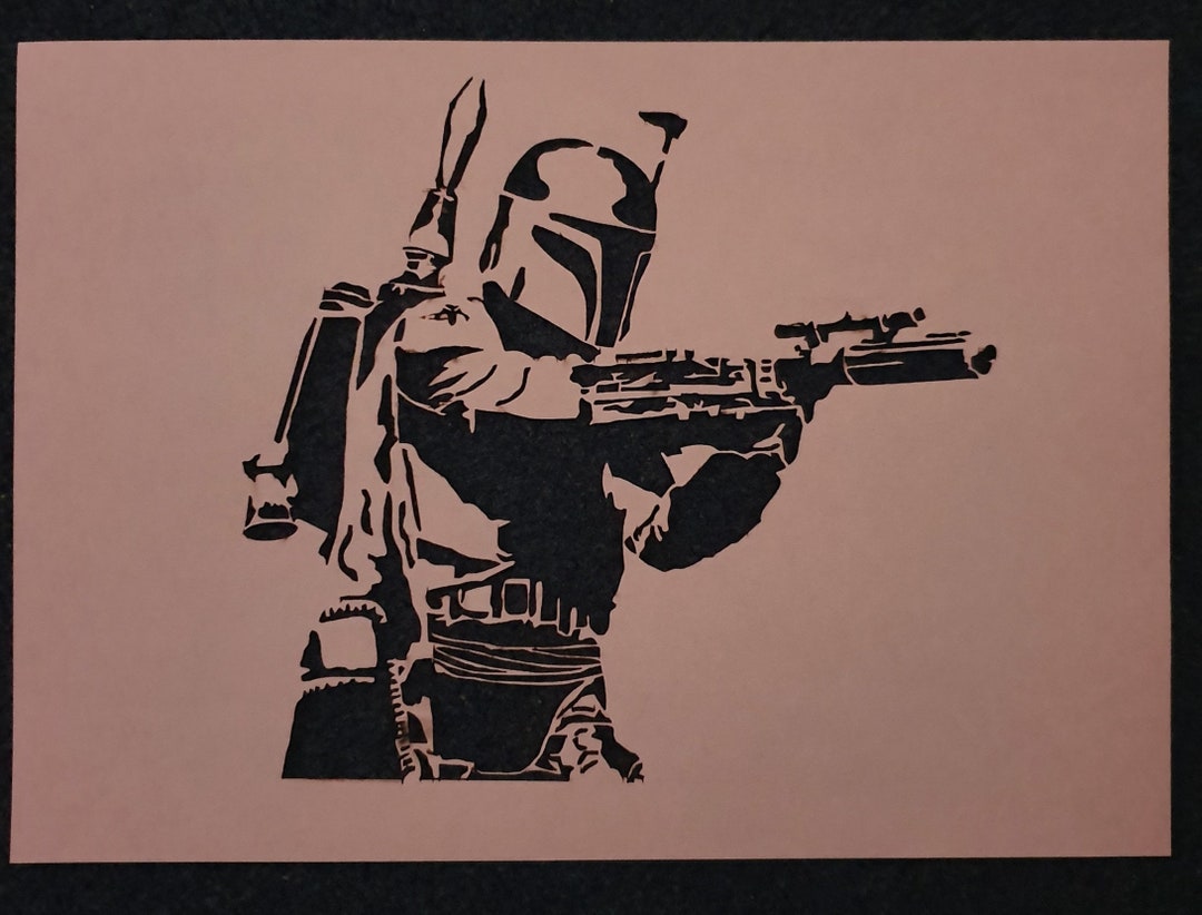 A4 Boba Fett Stencil Laser Cut Etsy