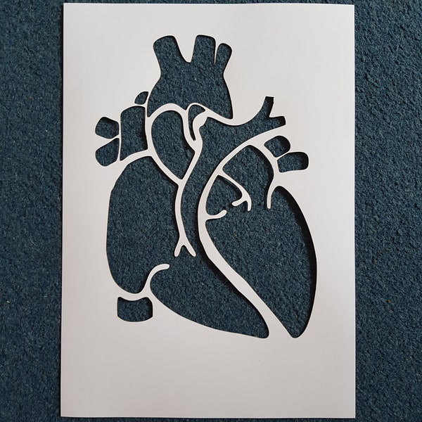 A4 Anatomical Heart stencil, laser cut from mylar