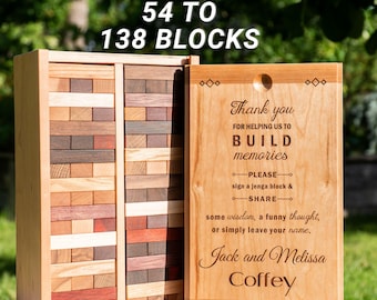 Luxury Wedding Guest Book Alternative 54 to 138 blocks -  5th Anniversary Gift - Engraved Tumbling Blocks Game Guestbook