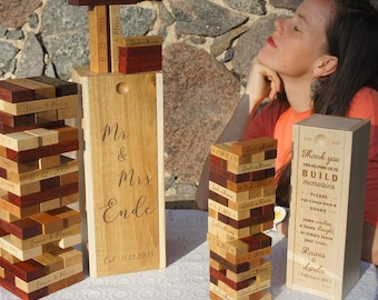 XL Luxury Wedding Guest Book Alternative - Engraved Tumbling Blocks Game - Guestbook 5th Anniversary Gift