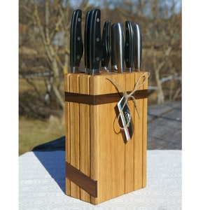 Knife Block - Oak Knife Rack - Walnut Knife Holder - Knife Storage - Cutlery Block