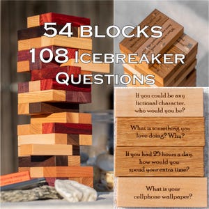 Preguntas para romper el hielo: Juego de la Torre Tumble: Bloques apilables de madera