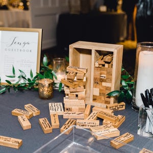 Alternative Wedding Guest Book, Wedding Guest Book Ideas, 5th Wedding Anniversary Gift, 5th Anniversary Fit for Him, Tumbling Tower.