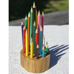 Oak pencil holder // Log desk organizer // Wood pencil holder // Pencils holder