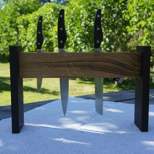 Wenge Knife Rack - Oak Knife Block - Handmade Knife Holder - Knife Storage - Cutlery Block