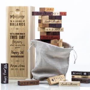 Regalo in legno per il 5° anniversario - Torre girevole incisa di lusso - Set alternativo per libro degli ospiti di nozze