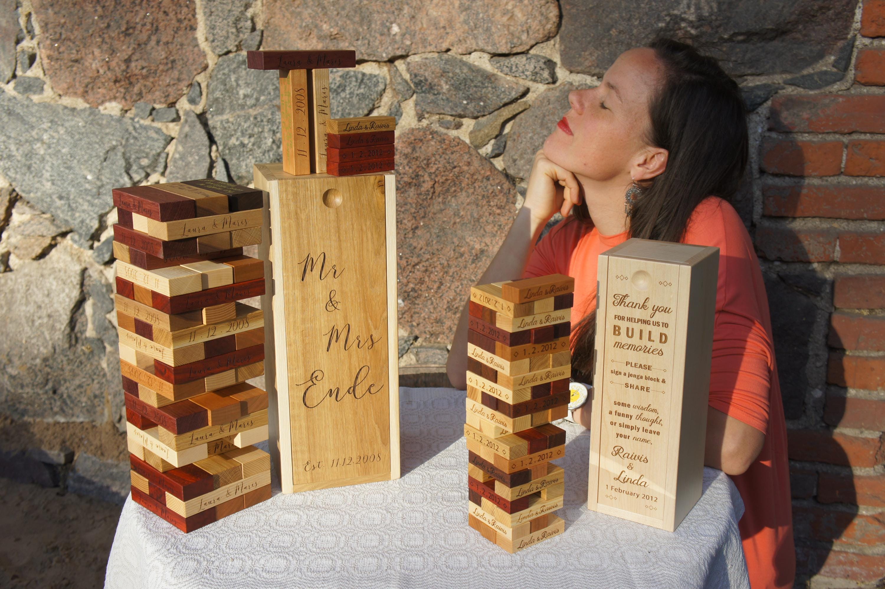 Handcrafted Engraved Hardwood Tumbling Blocks