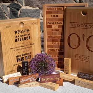 Alternative de luxe au livre d'or de mariage, 54 à 138 blocs, cadeau de 5e anniversaire, livre d'or de jeu de blocs gravés, livre d'or tour Tumble