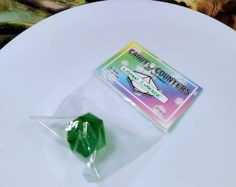 Green Apple D20 SPINDOWN Diabetic Candy, Isomalt Bead Counters, Edible Dice, Dungeons and Dragons Tabletop Game, Magic the Gathering