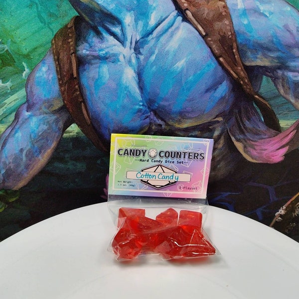 Cotton Candy HARD CANDY DICE Playset Diabetic, Dungeons and Dragons Roll for Initiative, Candy Life Counters